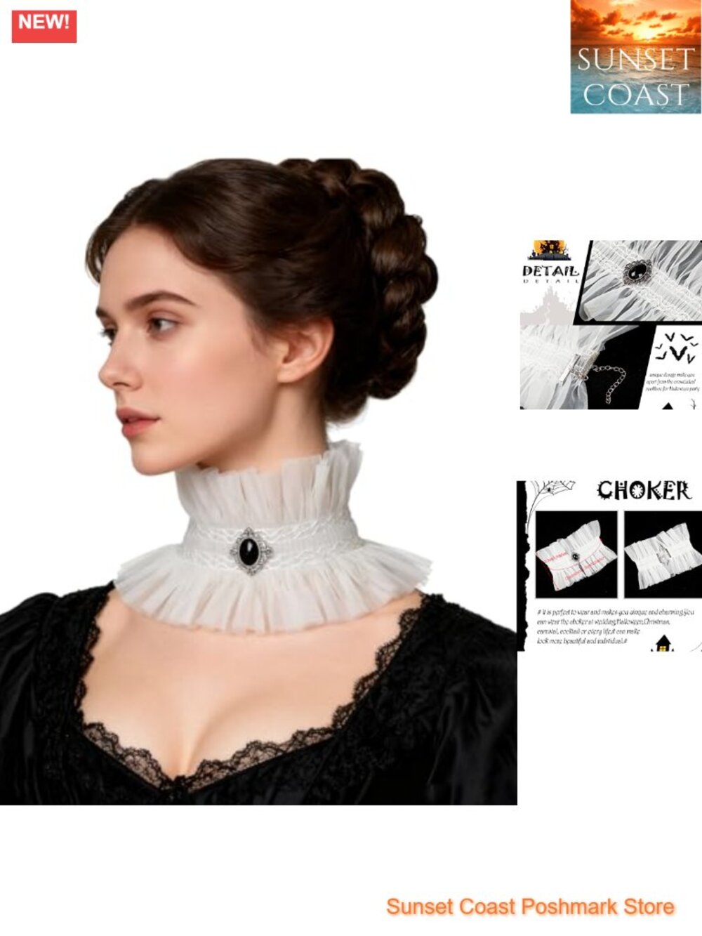 Victorian Ruffle Collar Choker Necklace Lolita Cosplay Costume Accessory